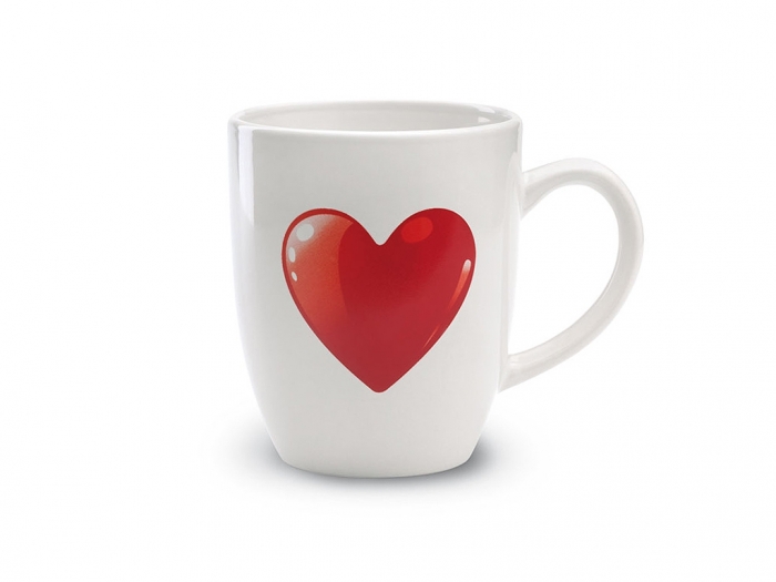 Ceramic mug with heart decoration