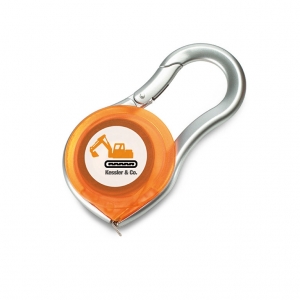 Measuring tape with carabiner